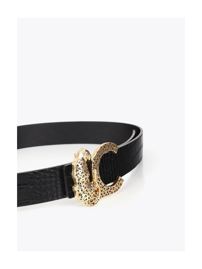 Ceinture Lola Casademunt CROCODILE NOIR BOUCLE ANIMAL