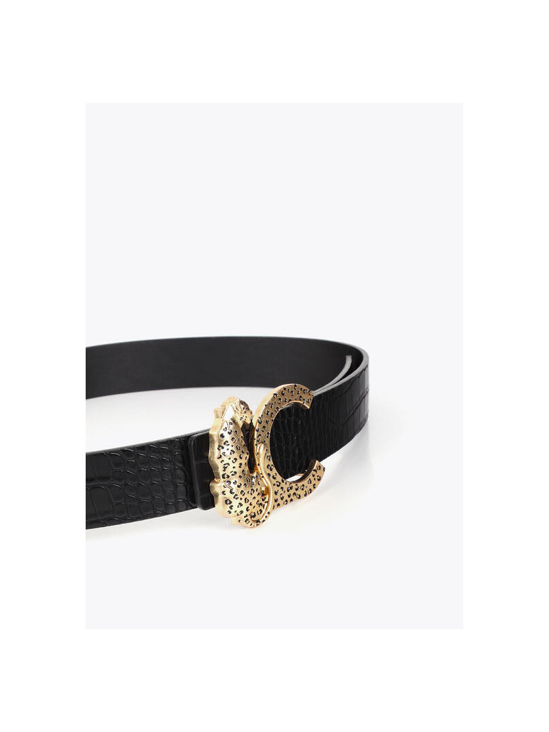 Ceinture Lola Casademunt CROCODILE NOIR BOUCLE ANIMAL