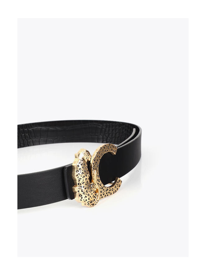 Ceinture Lola Casademunt CROCODILE NOIR BOUCLE ANIMAL