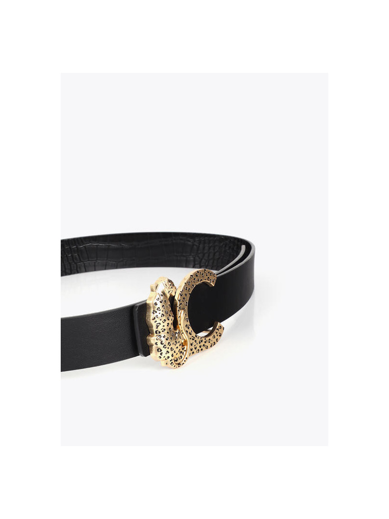 Ceinture Lola Casademunt CROCODILE NOIR BOUCLE ANIMAL