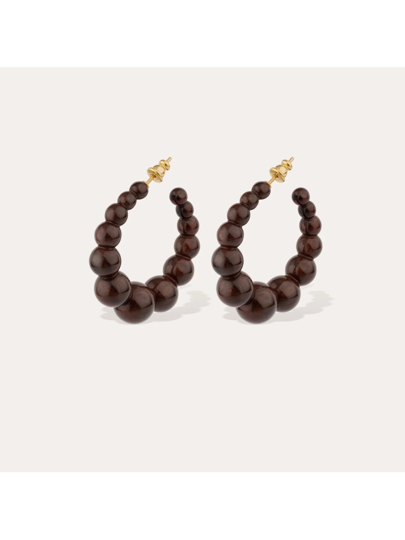 Boucles d'oreilles créoles Gas ANDY PM acétate marron