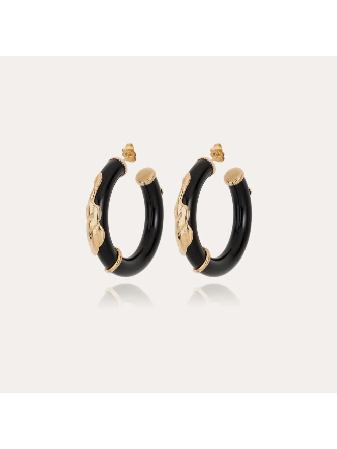Boucles d'oreilles créoles Gas COBRA PM acétate noir