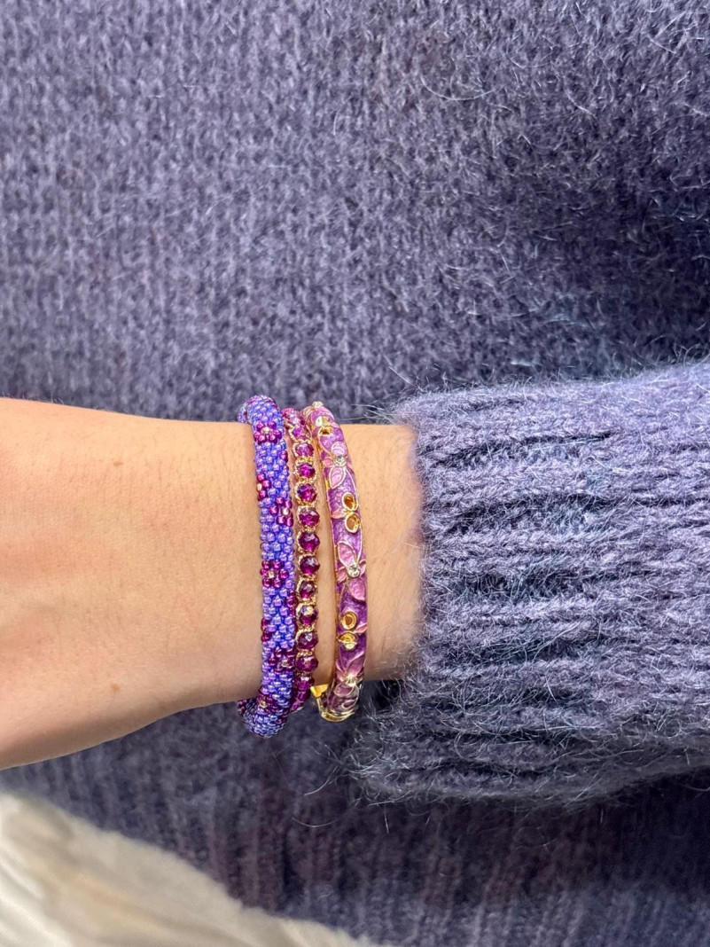 Composition de 3 bracelets Népalais et Thaïlandais violet