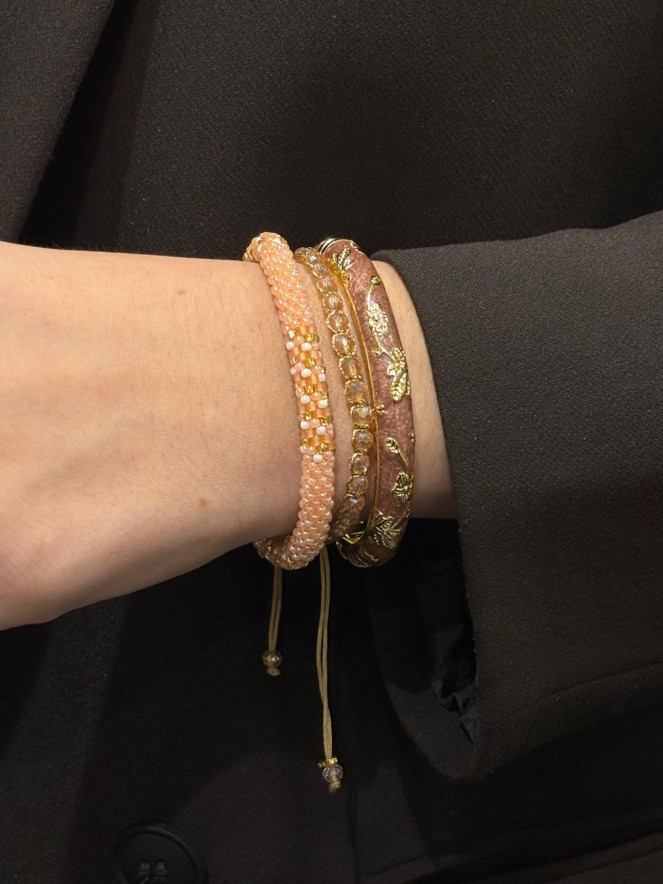 Composition de 3 bracelets Népalais et Thaïlandais noisette