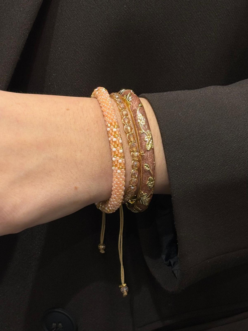 Composition de 3 bracelets Népalais et Thaïlandais noisette